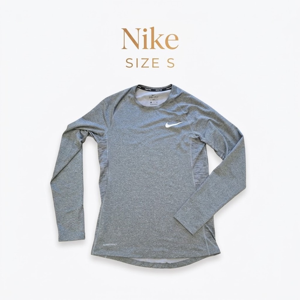 Nike Pro Dri-FIT Long Sleeve Compression Shirt Men's S Heather Gray Base Layer